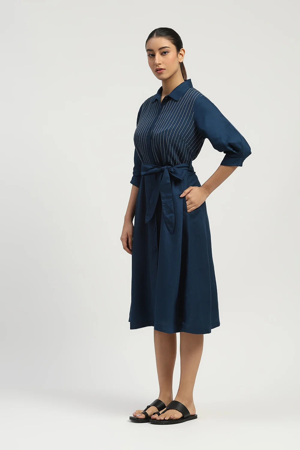 Pleated Linen Dress