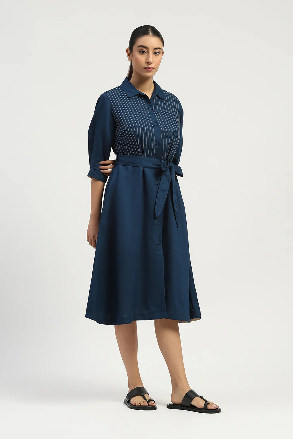 Pleated Linen Dress