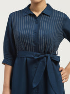 Pleated Linen Dress