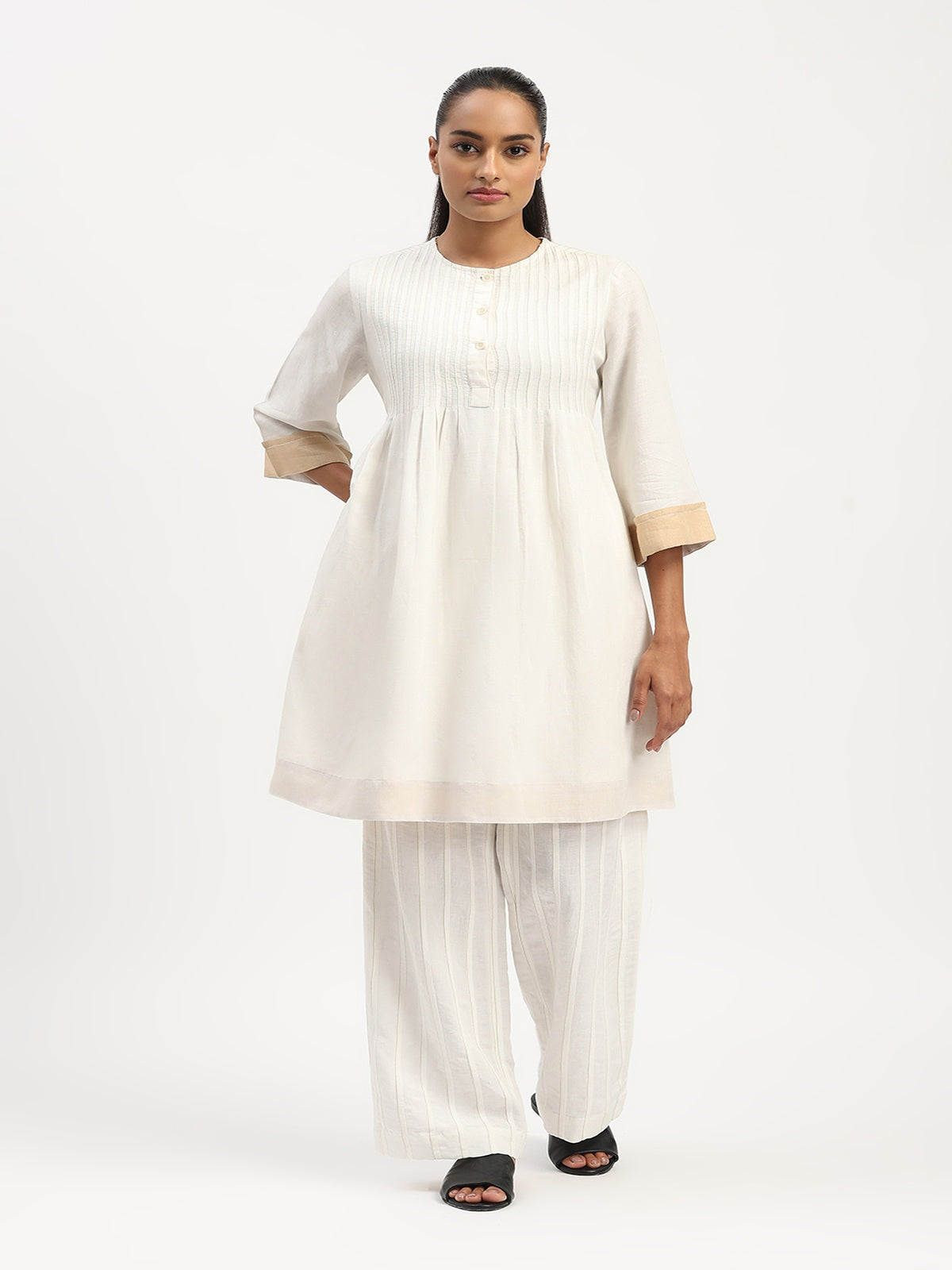 Pleated Linen Dress