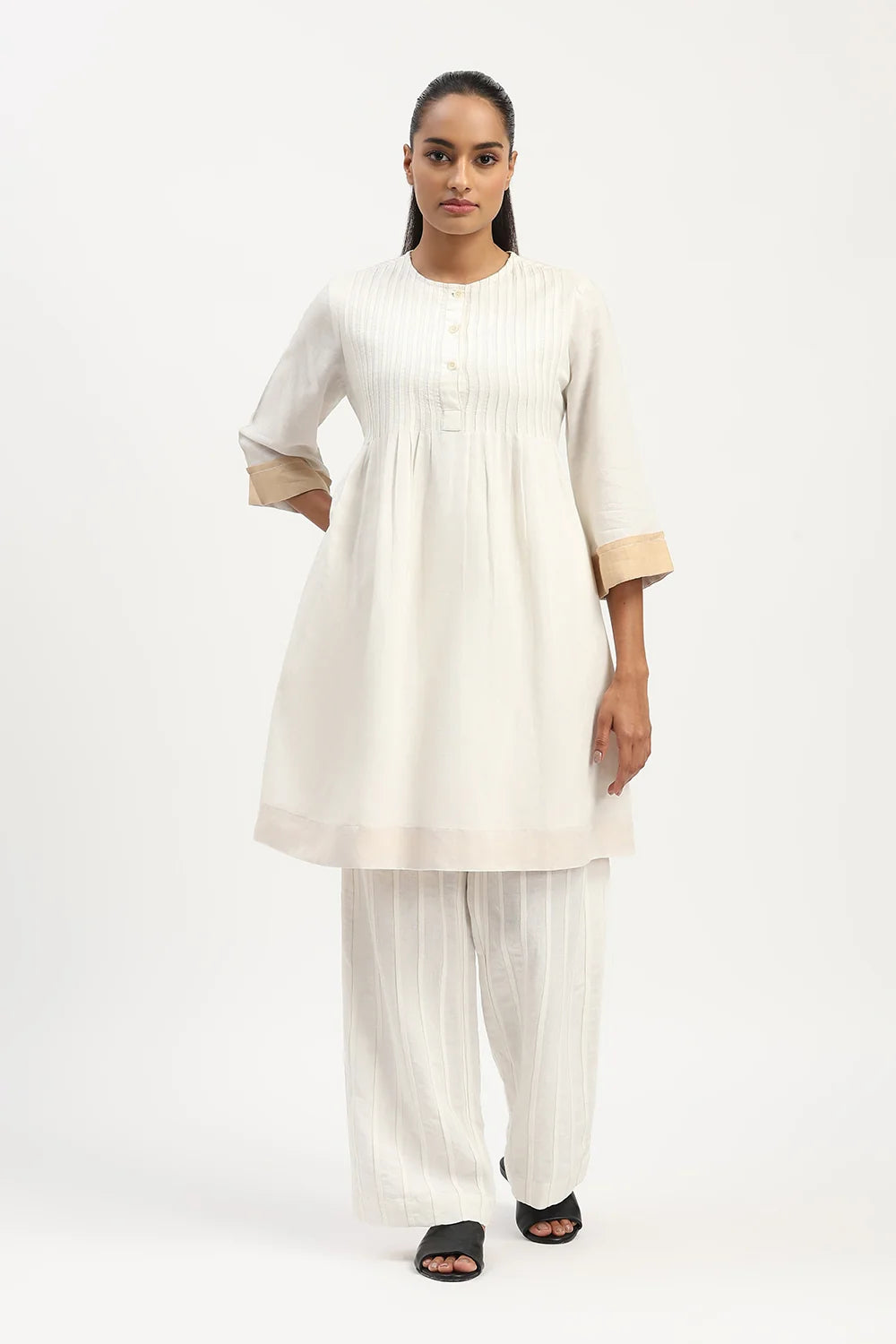 Pleated Linen Dress