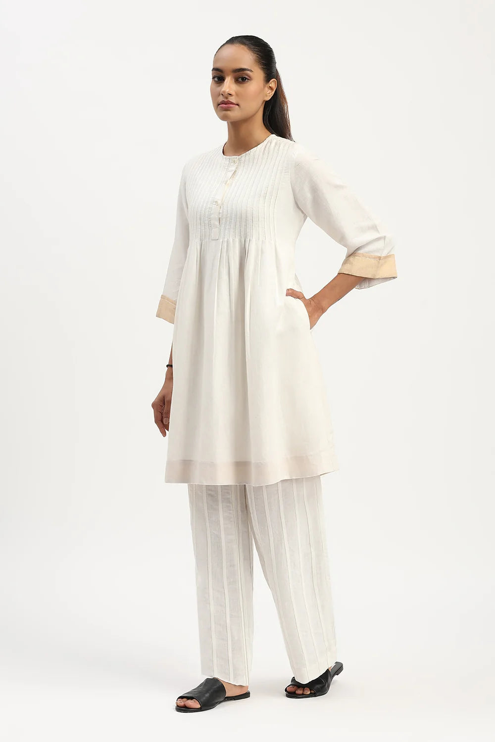 Pleated Linen Dress