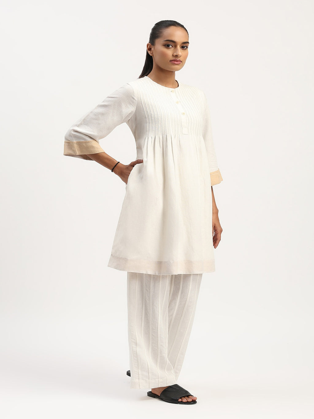 Pleated Linen Dress