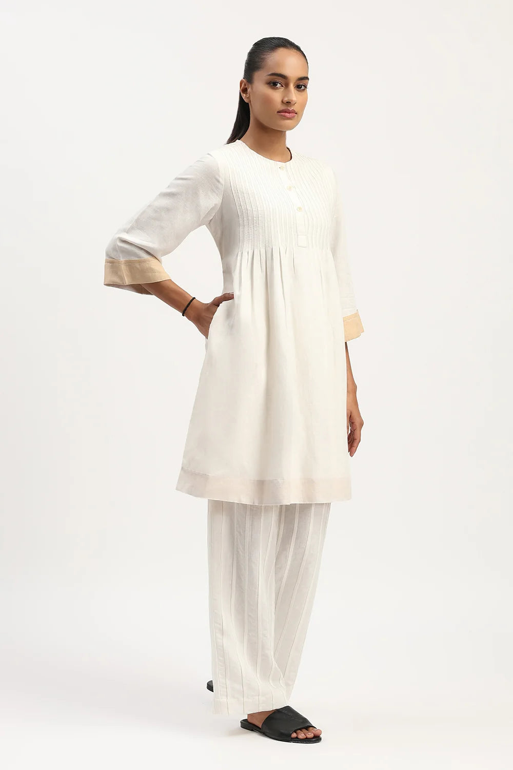 Pleated Linen Dress