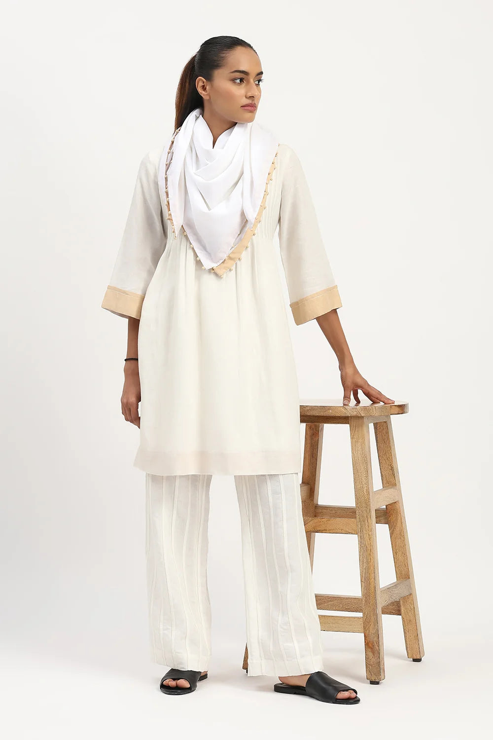 Pleated Linen Dress
