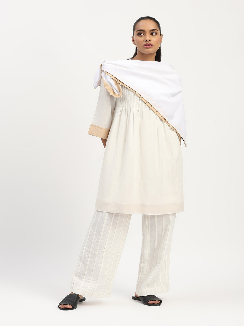 Pleated Linen Dress