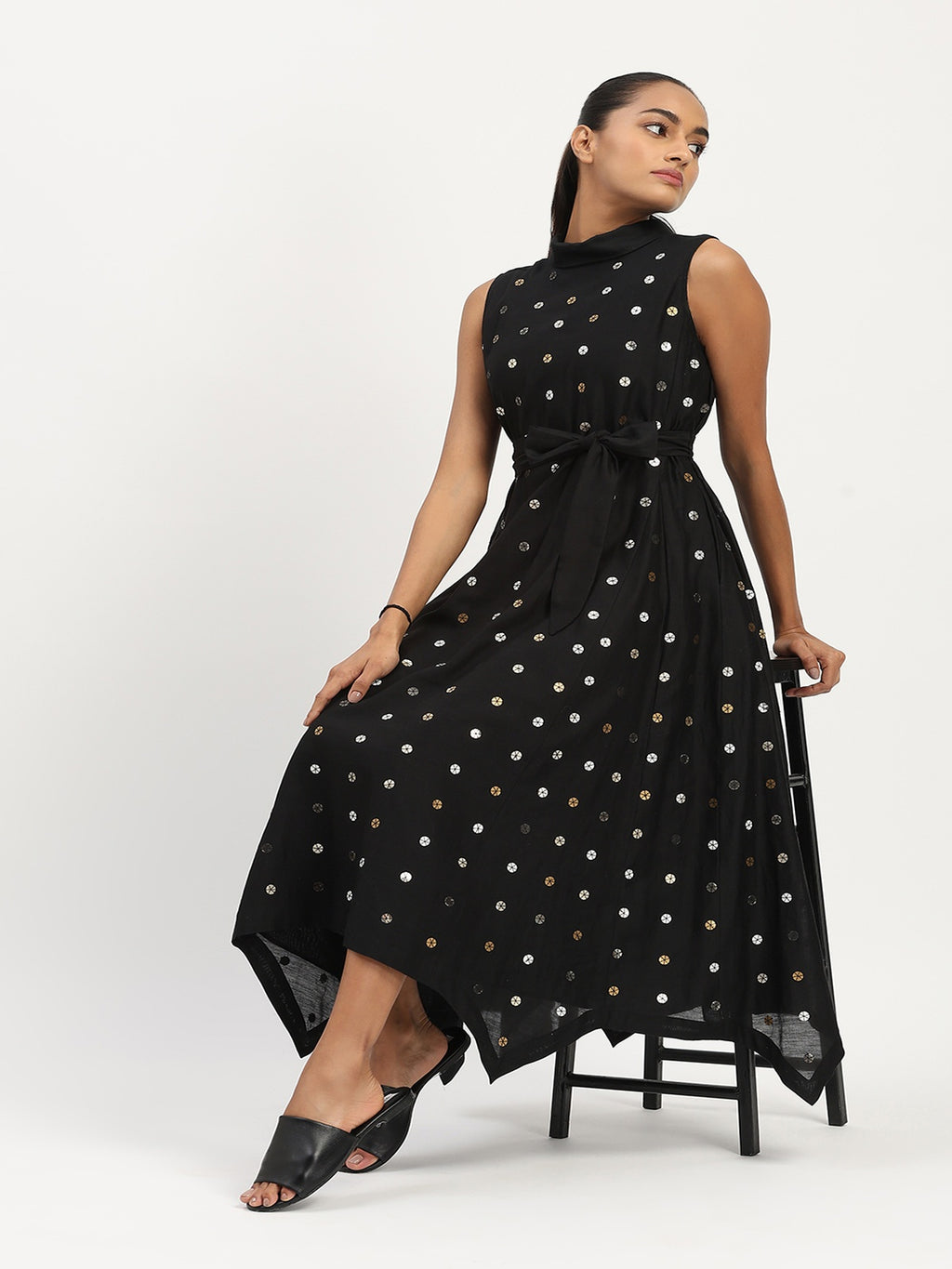 Sequin Dot Long Dress