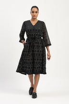 Dot Check Kurta Black