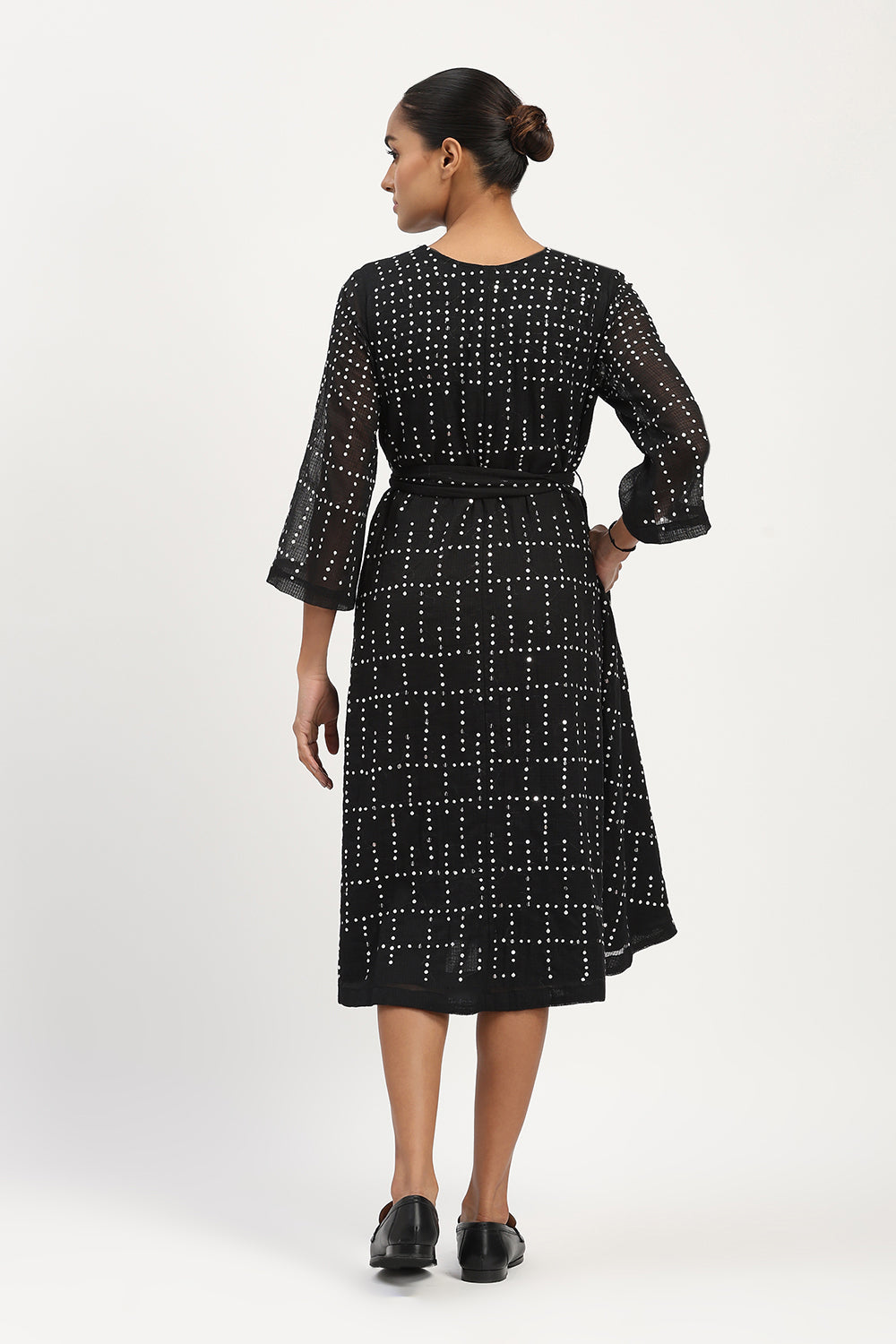 Dot Check Kurta Black