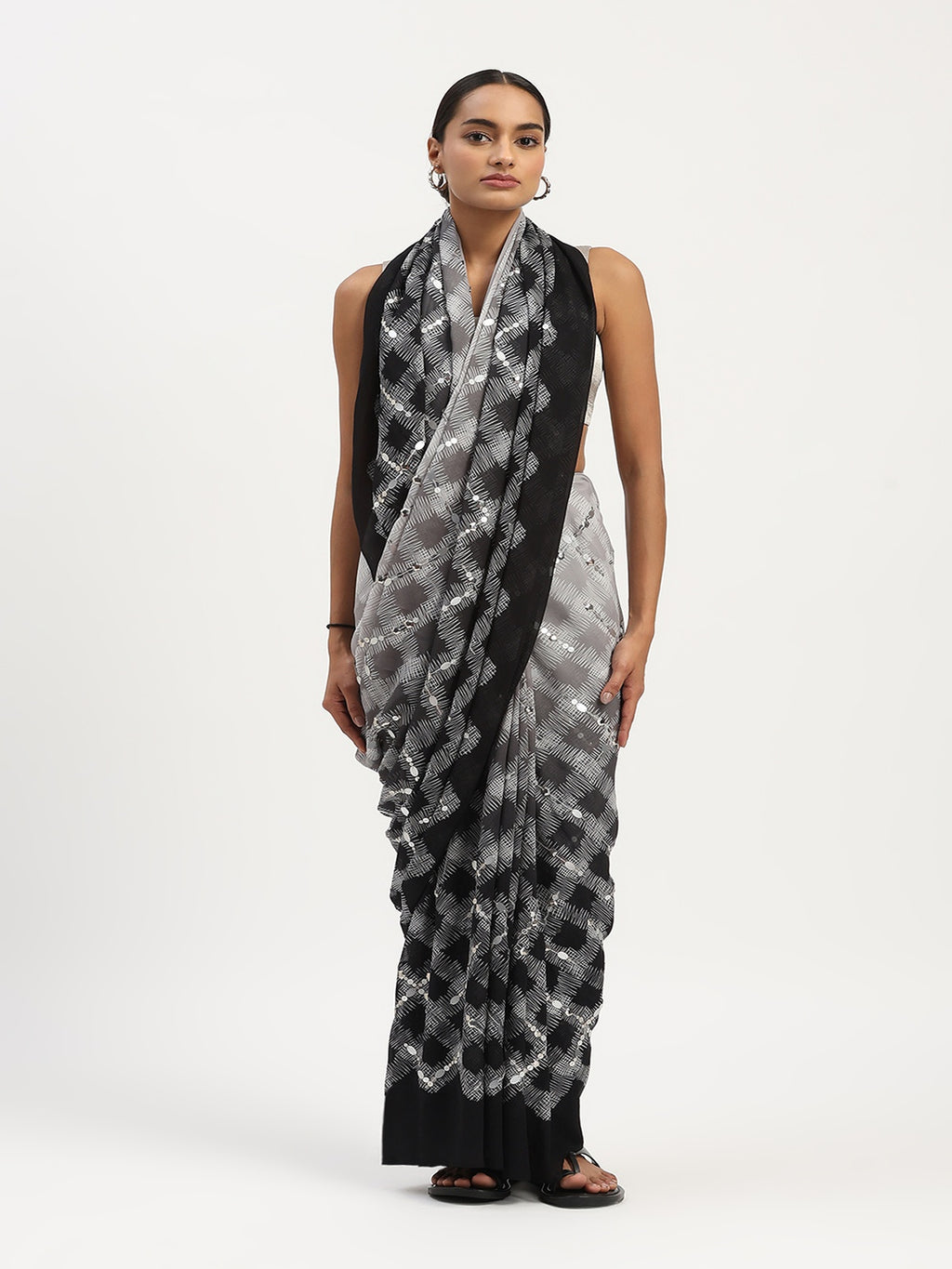Scribble Check Saree