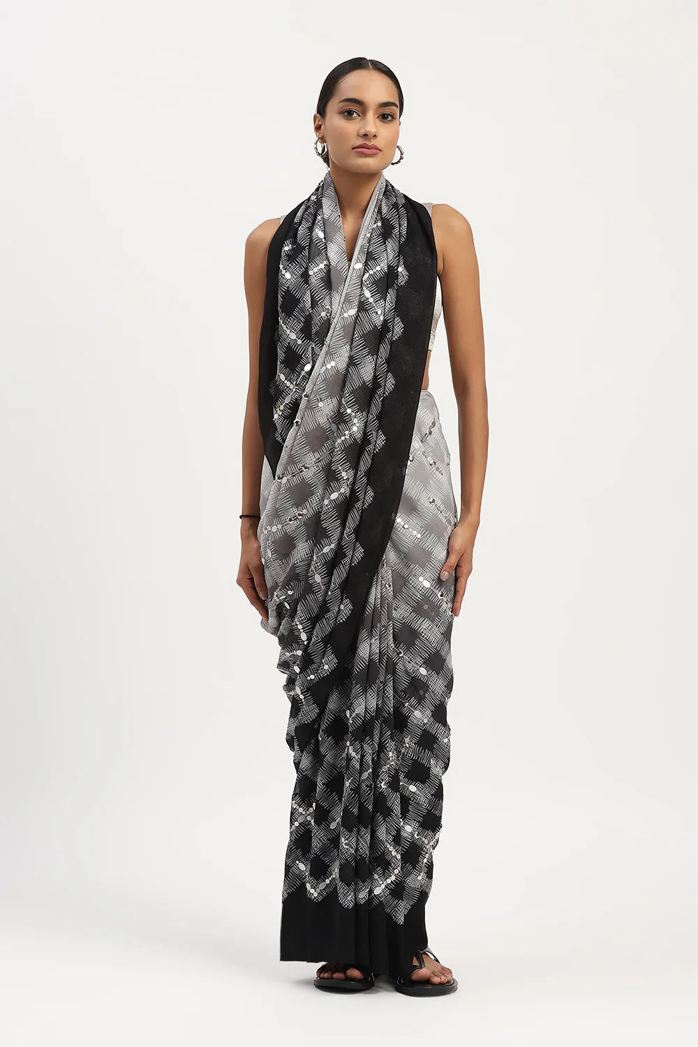 Scribble Check Saree
