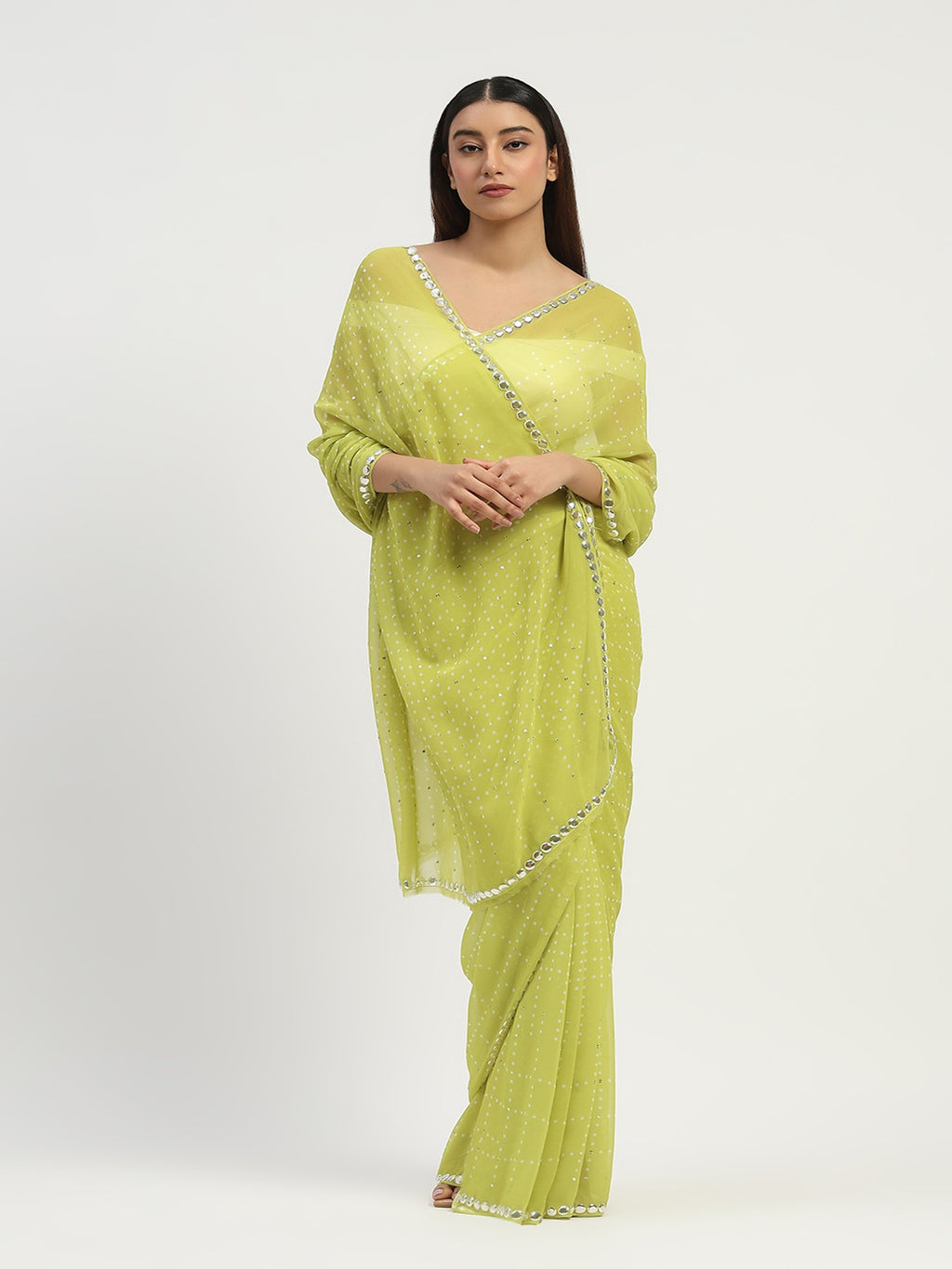 Dot Check Saree