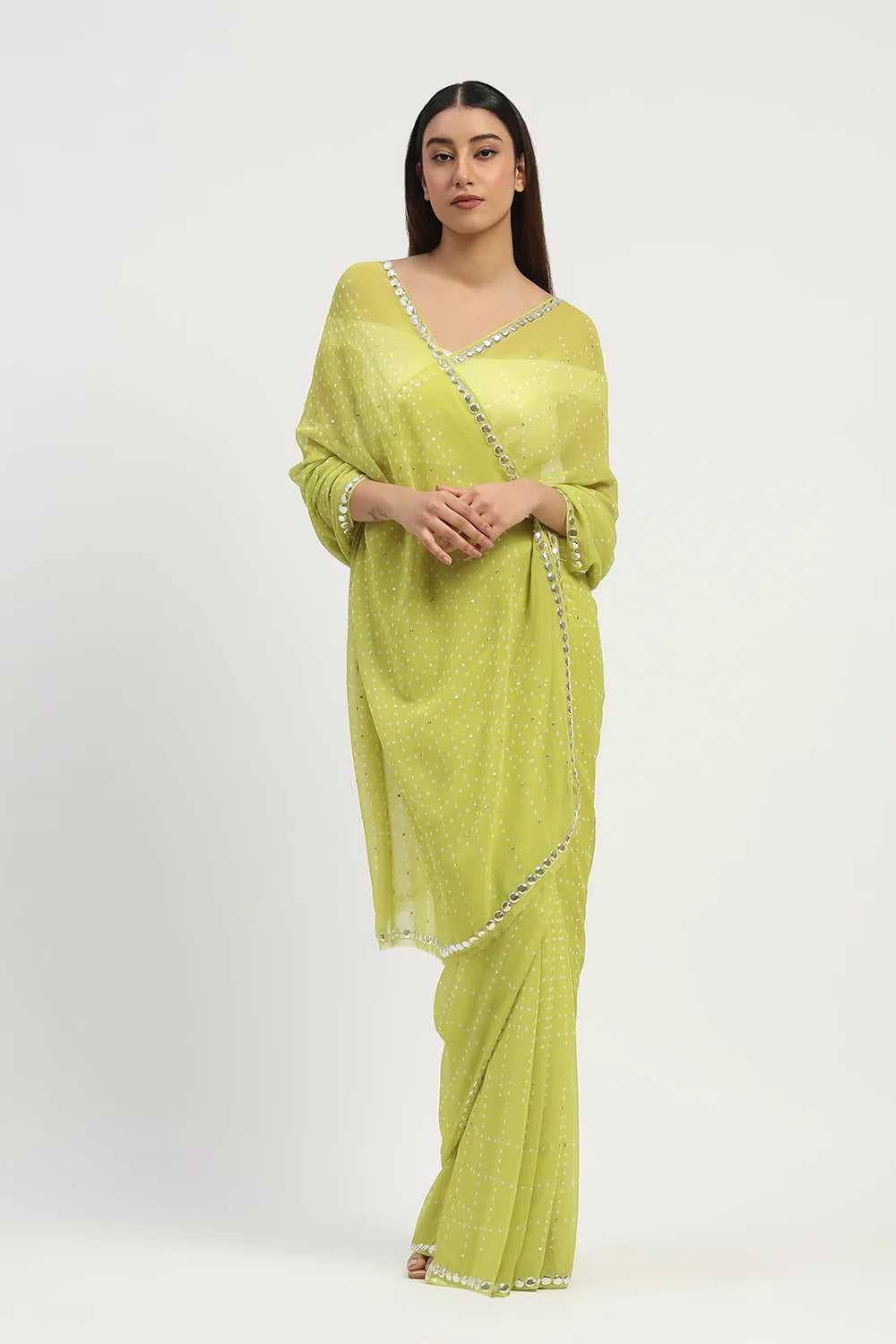 Dot Check Saree
