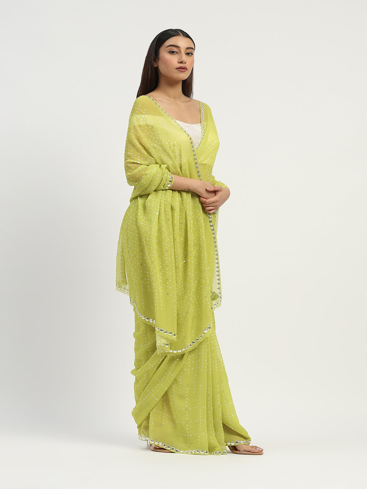 Dot Check Saree