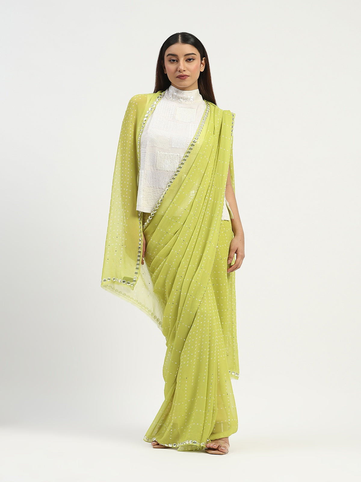 Dot Check Saree