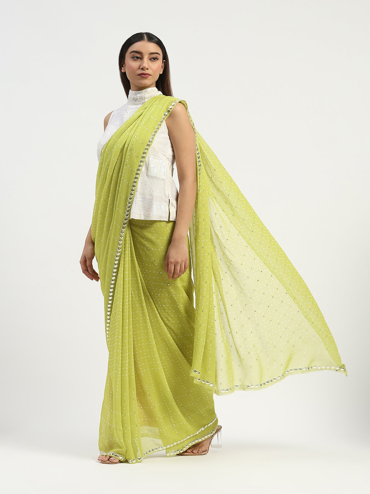 Dot Check Saree