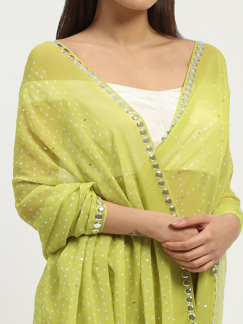 Dot Check Saree