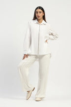 Studs Placket Shirt Ivory