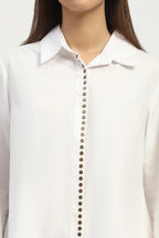 Studs Placket Shirt Ivory