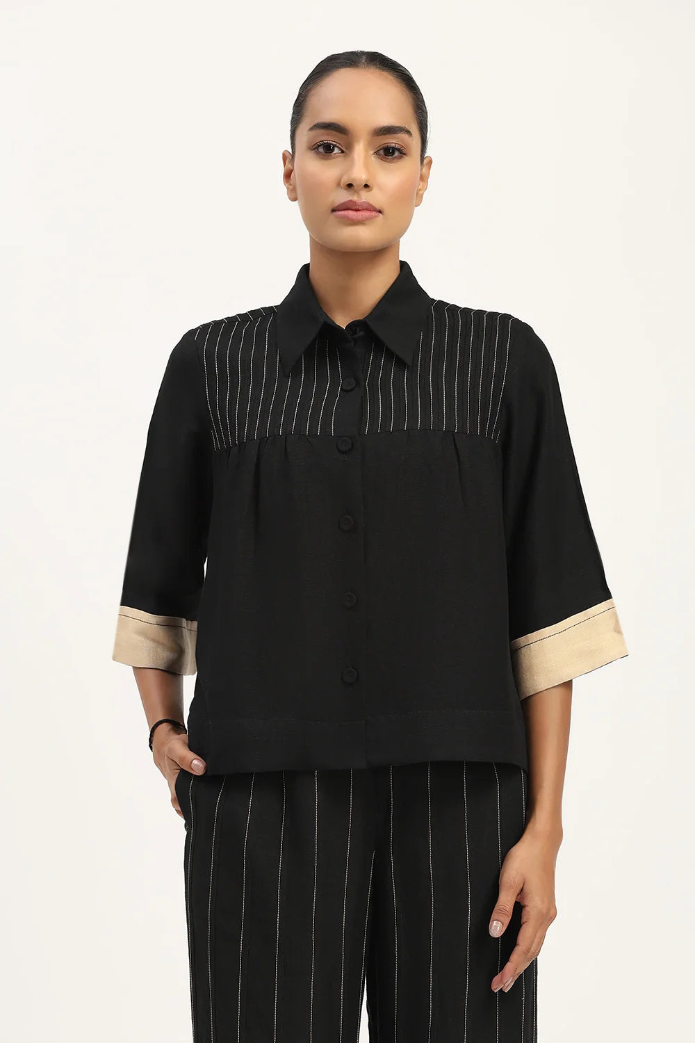 Pleated Linen Top