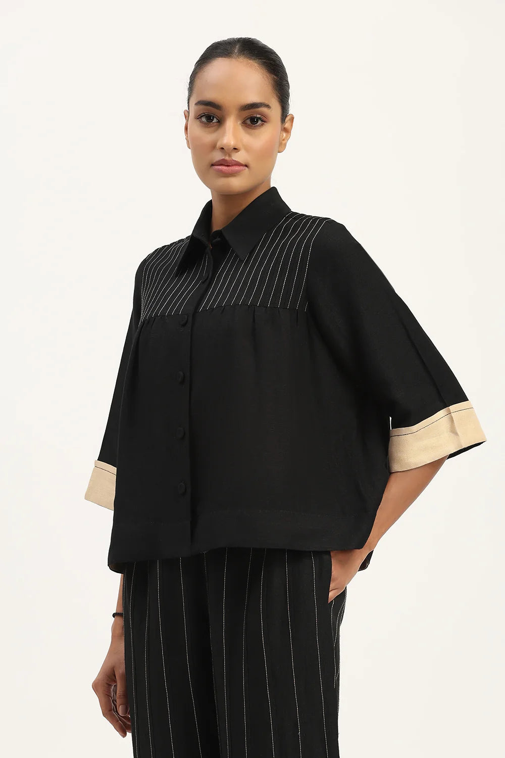 Pleated Linen Top