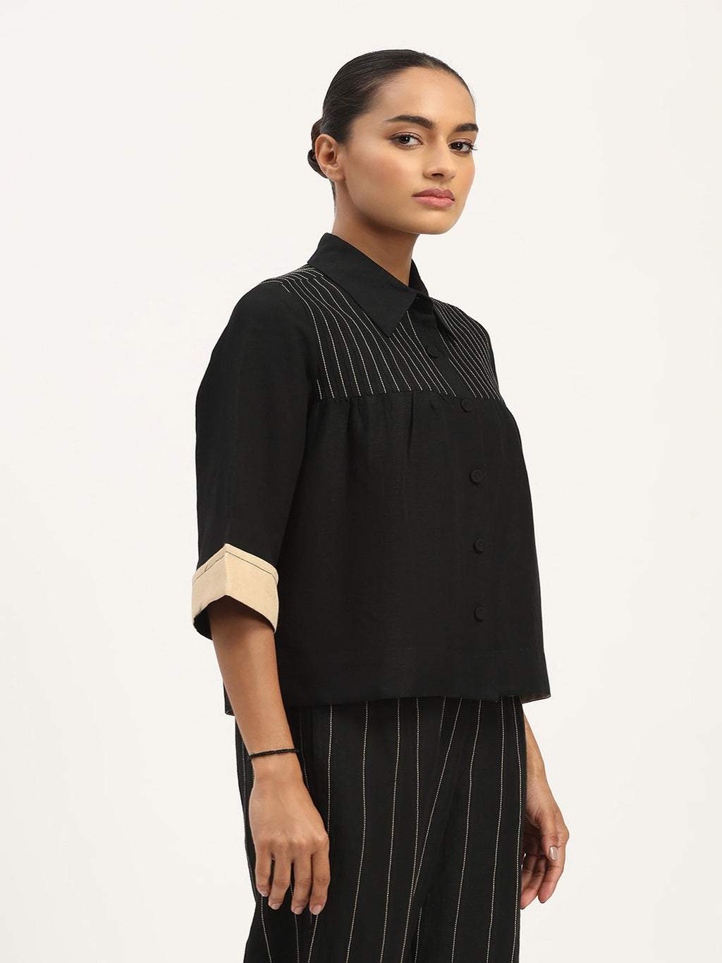 Pleated Linen Top