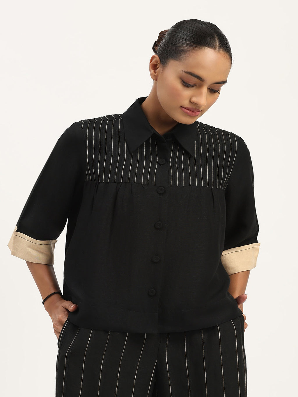 Pleated Linen Top