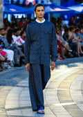 Chambray  block print bandhgala jacket