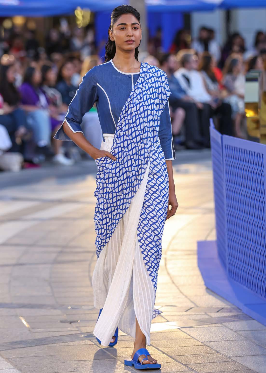 Chambray and printed Saree dress
