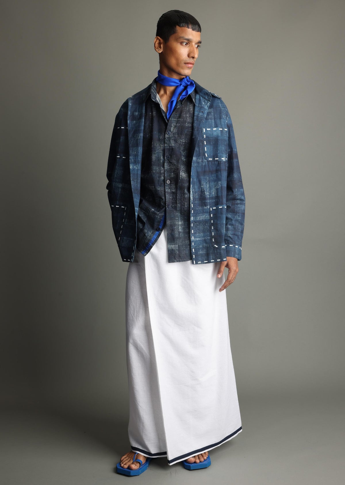 Gadh print and stab stitch shirt jacket