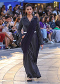 Beaded prinstripe saree dress