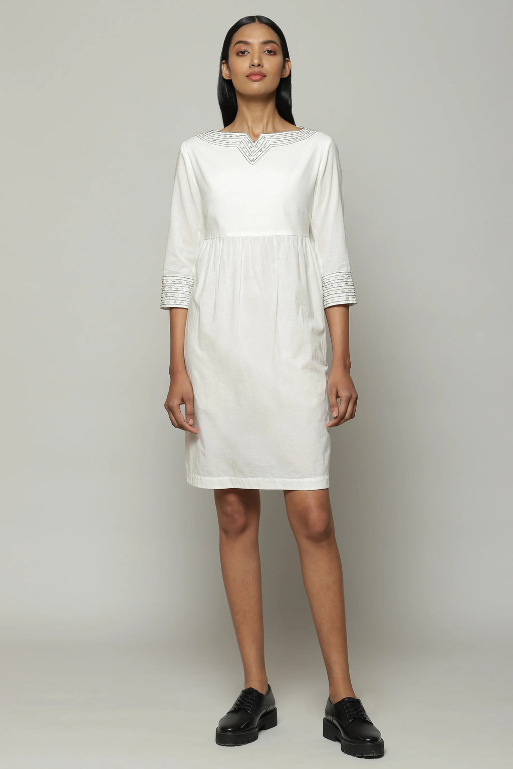 Mother Of Pearl Embroidered Cambric Tunic Ivory