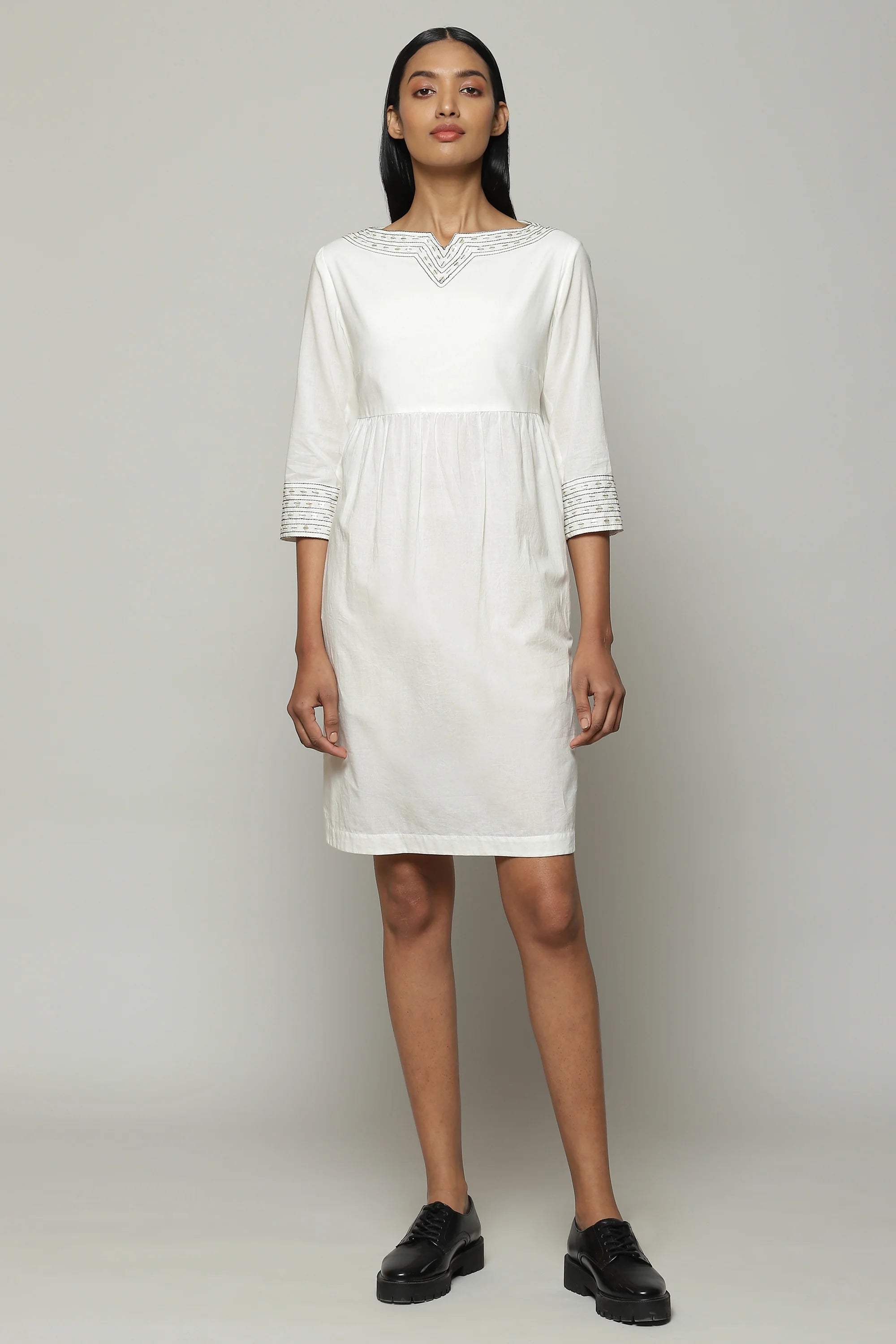 Mother Of Pearl Embroidered Cambric Tunic Ivory