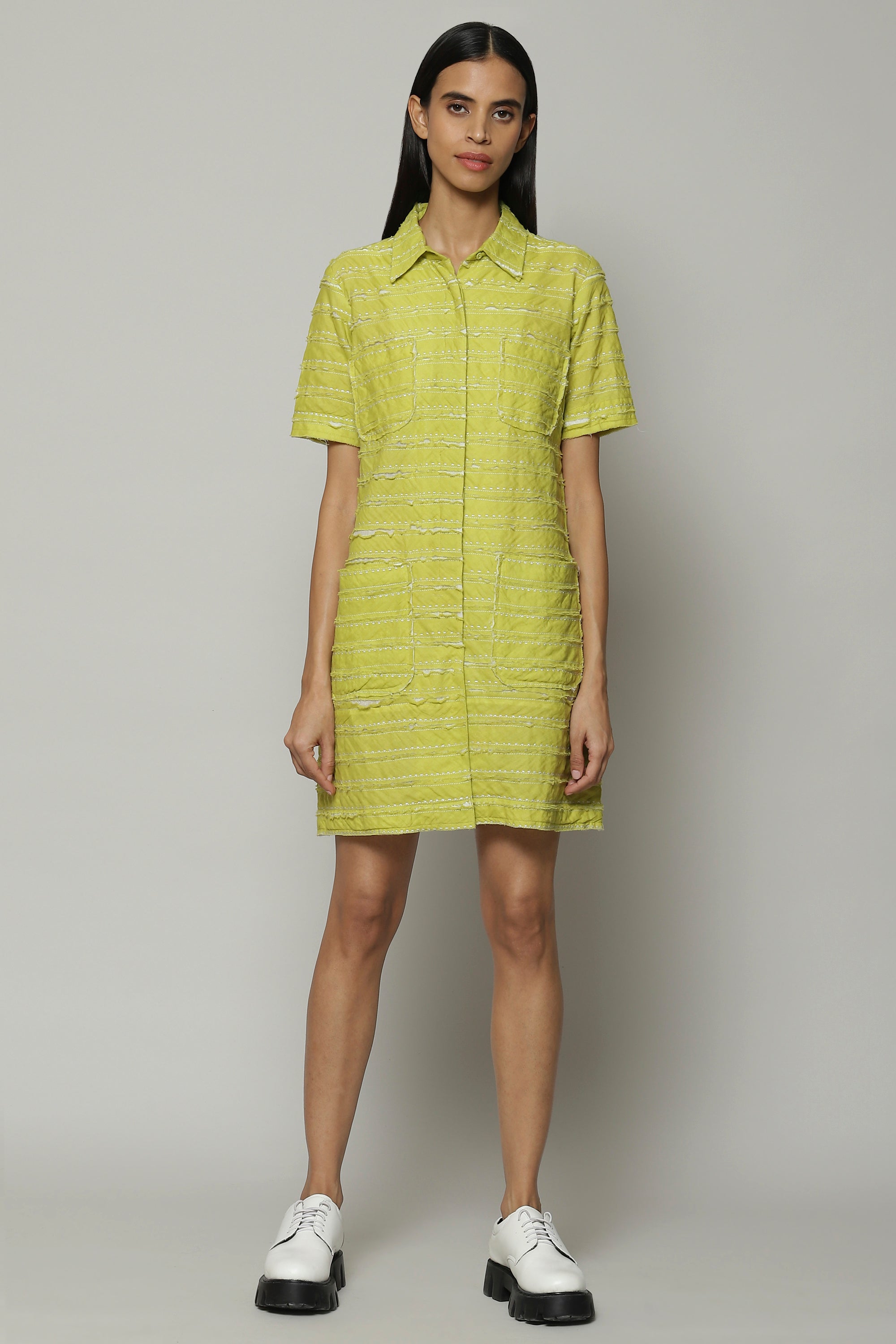 Applique Cutwork Cotton Shirt Citrus
