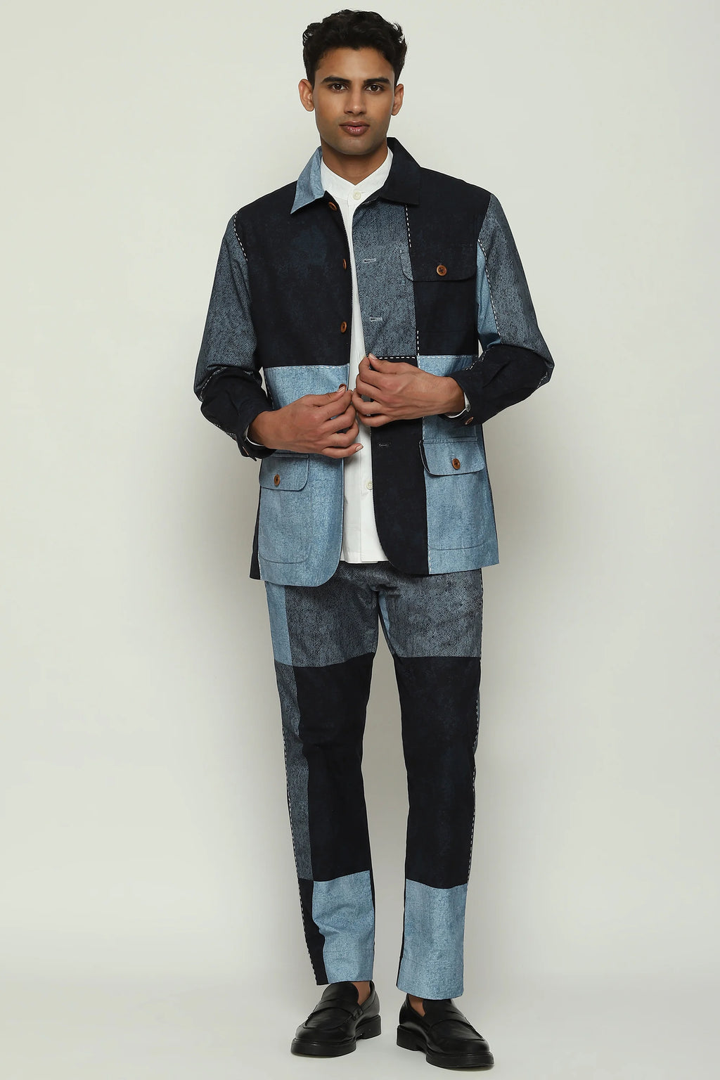 Denim Printed Patchwork Jacket