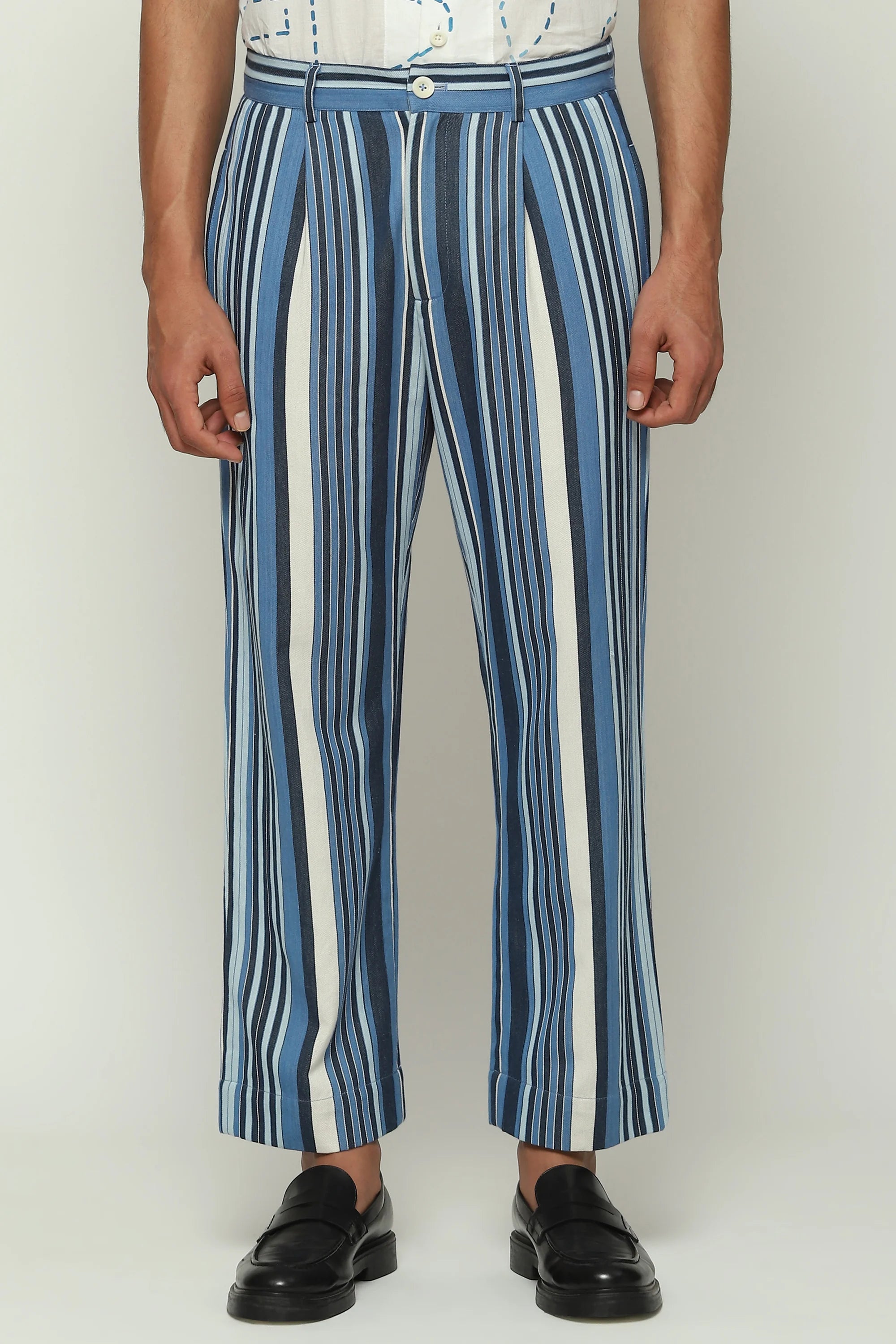 Woven Indigo Stripes Trouser
