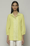 Mother Of Pearl Embroidered Cambric Shirt Lime