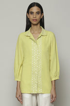 Mother Of Pearl Embroidered Cambric Shirt Lime