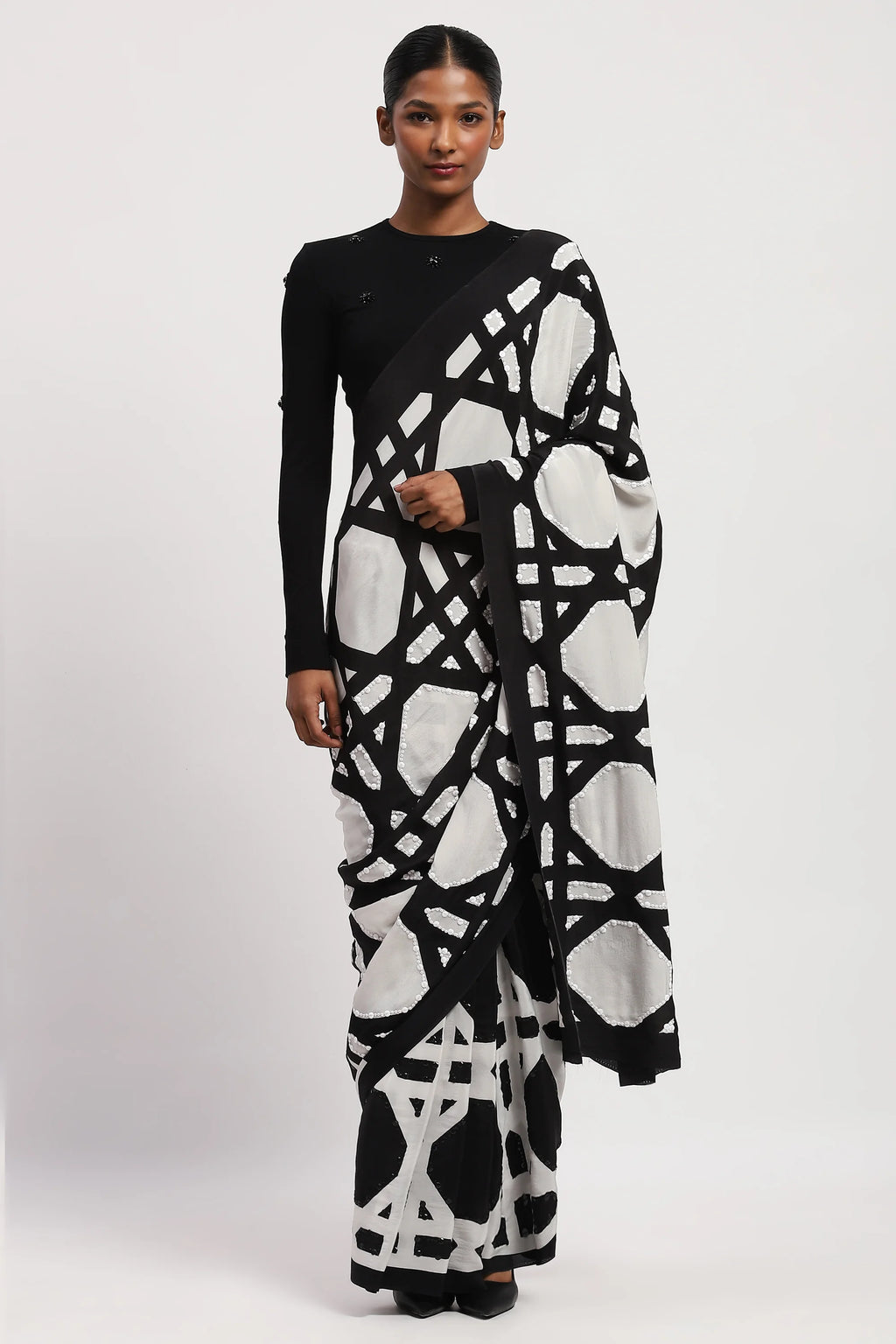 Basket Print Sari