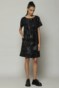 Square Sequin Luxe Voile Dress Black