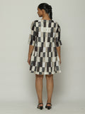 Print & Sequins Blocks (B/W) Dress