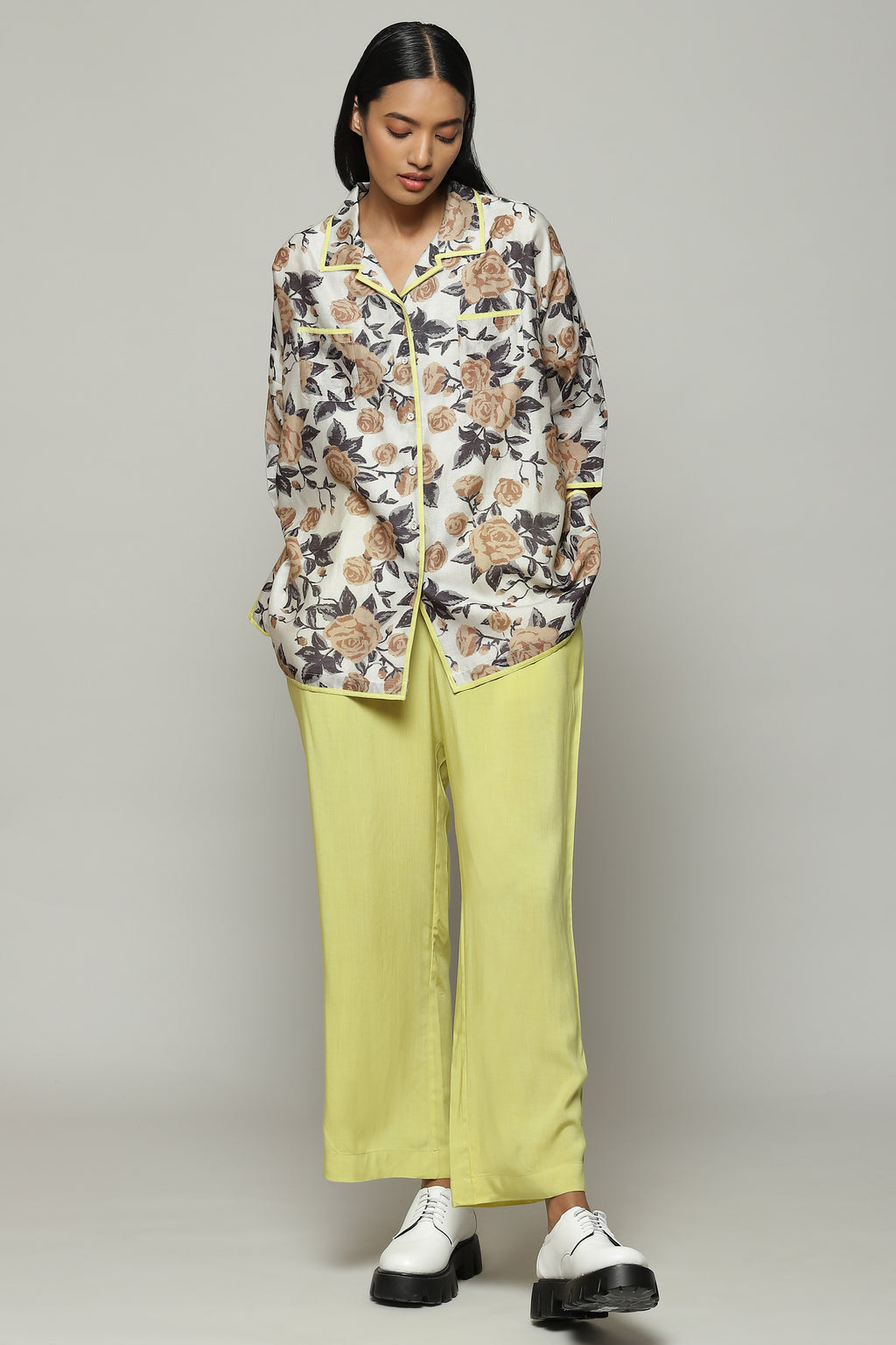 Kenzo Print Silk X Cotton Shirt Ivory-Parchment