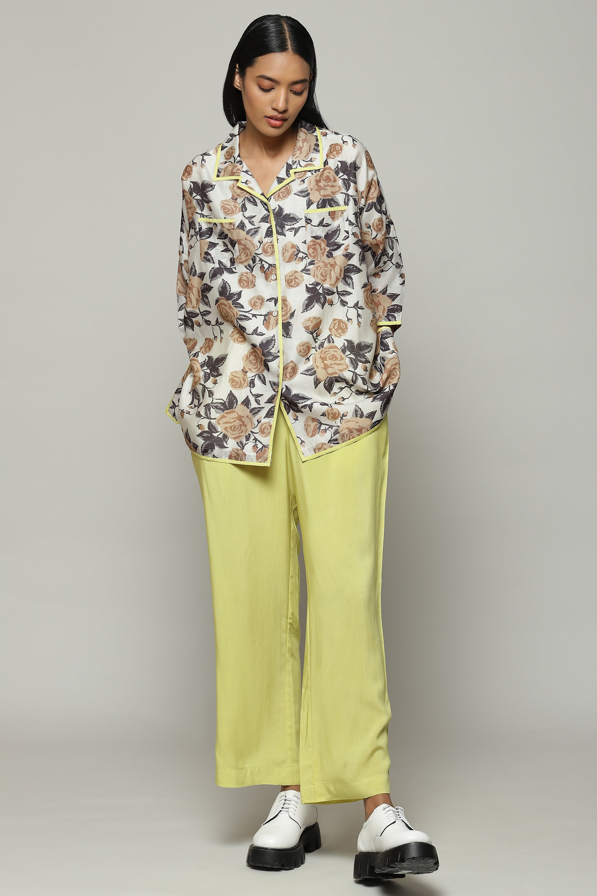 Kenzo Print Silk X Cotton Shirt Ivory-Parchment