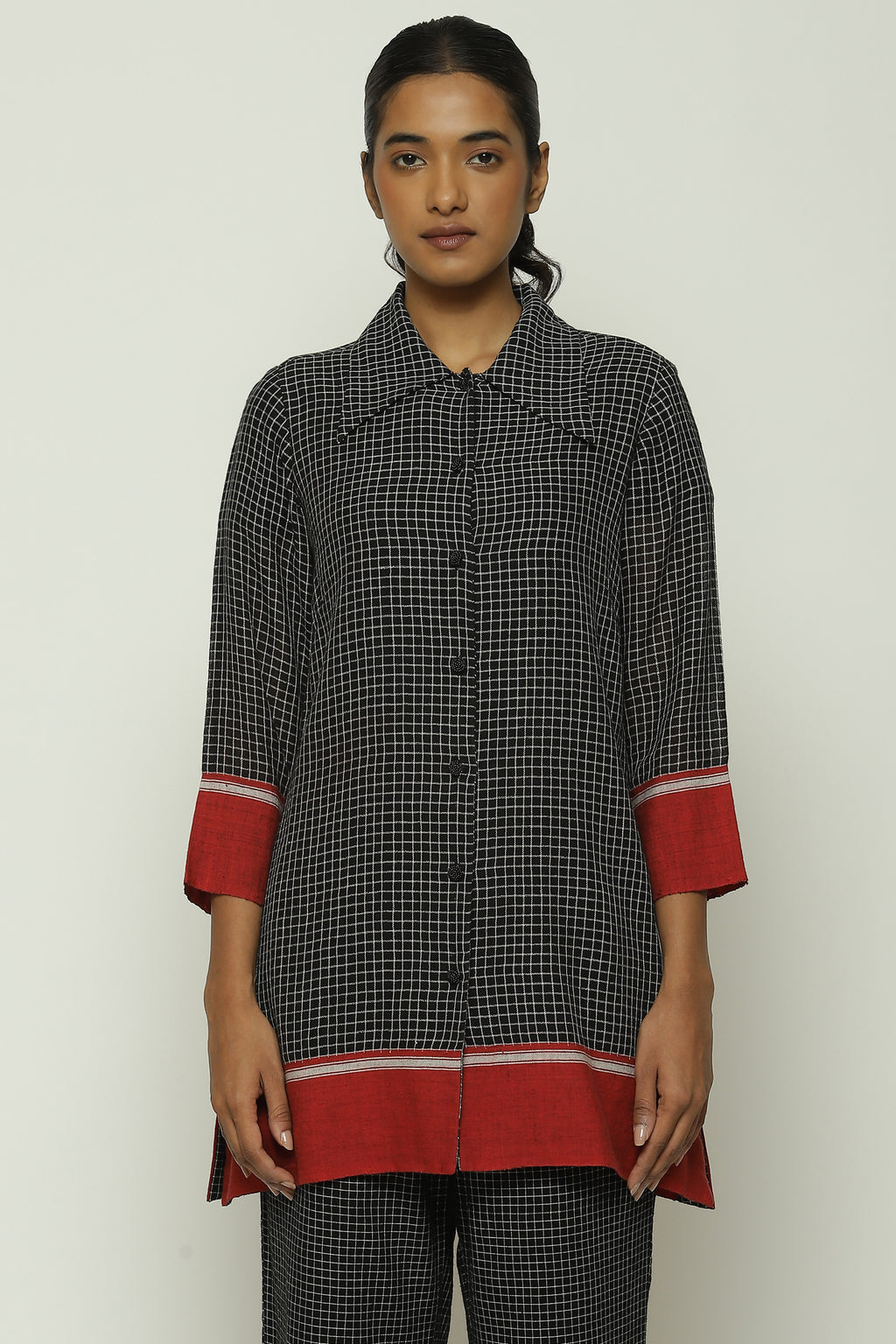 Chettinad Checks Red Border Shirt