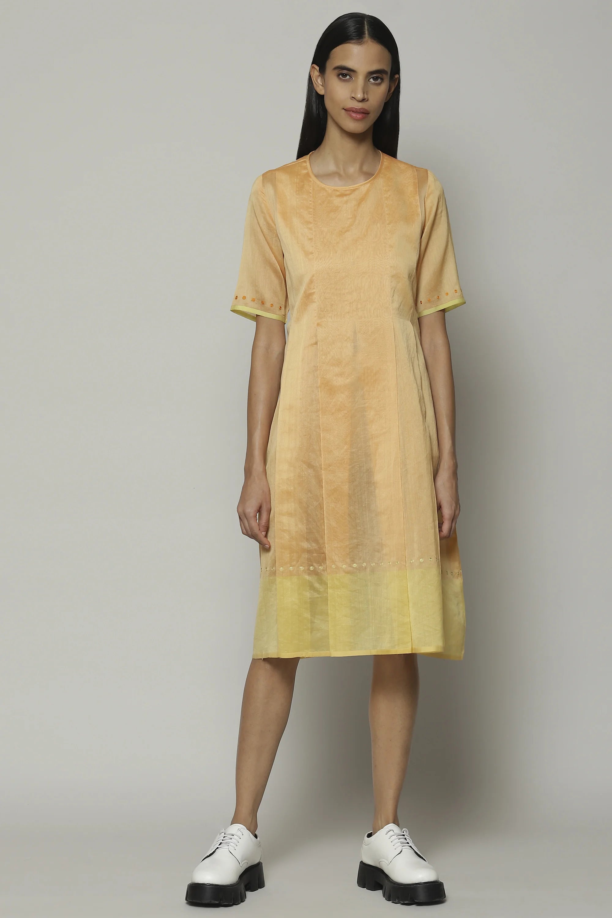 Maheshwar Border Silk X Cotton Kurta Apricot