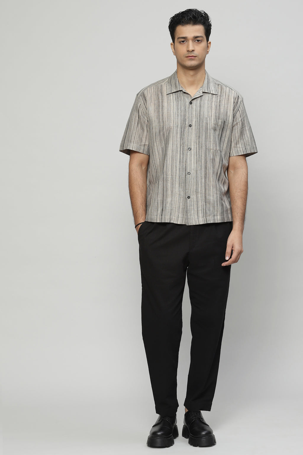 Space Dyed Handspun Handwoven Tencel Cotton Shirt