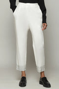 Mother Of Pearl Embroidered Cambric Pant Ivory
