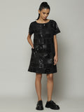 Square Sequin Luxe Voile Dress Black