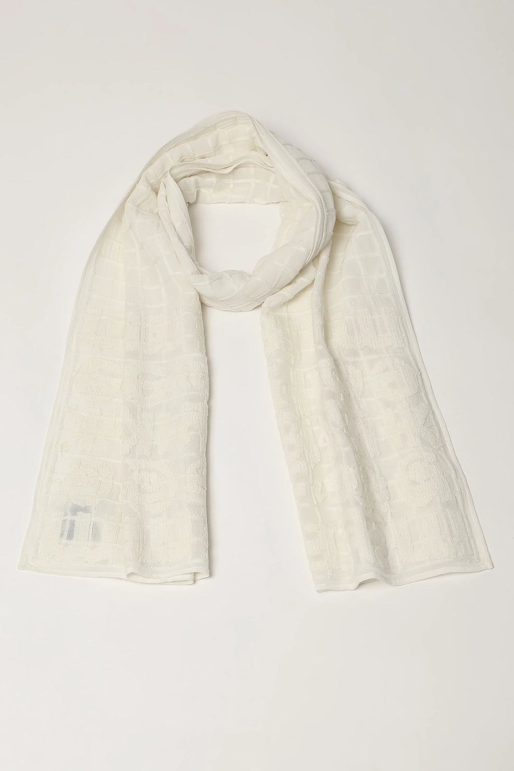 Tonal Crewel Embroidered Alphabets Scarf