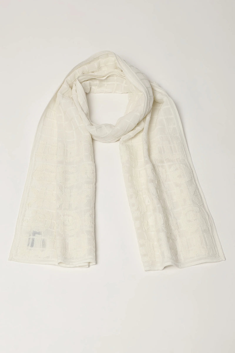 Tonal Crewel Embroidered Alphabets Scarf